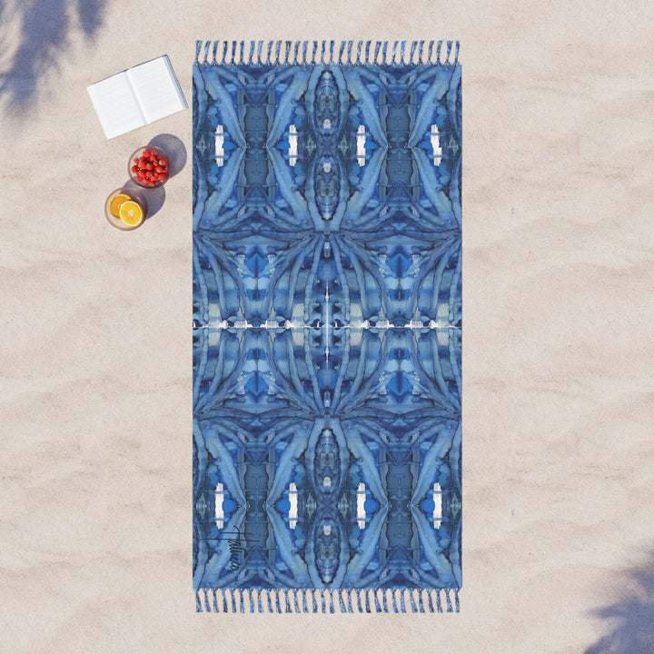 Botanical Bleu oversized beach towel