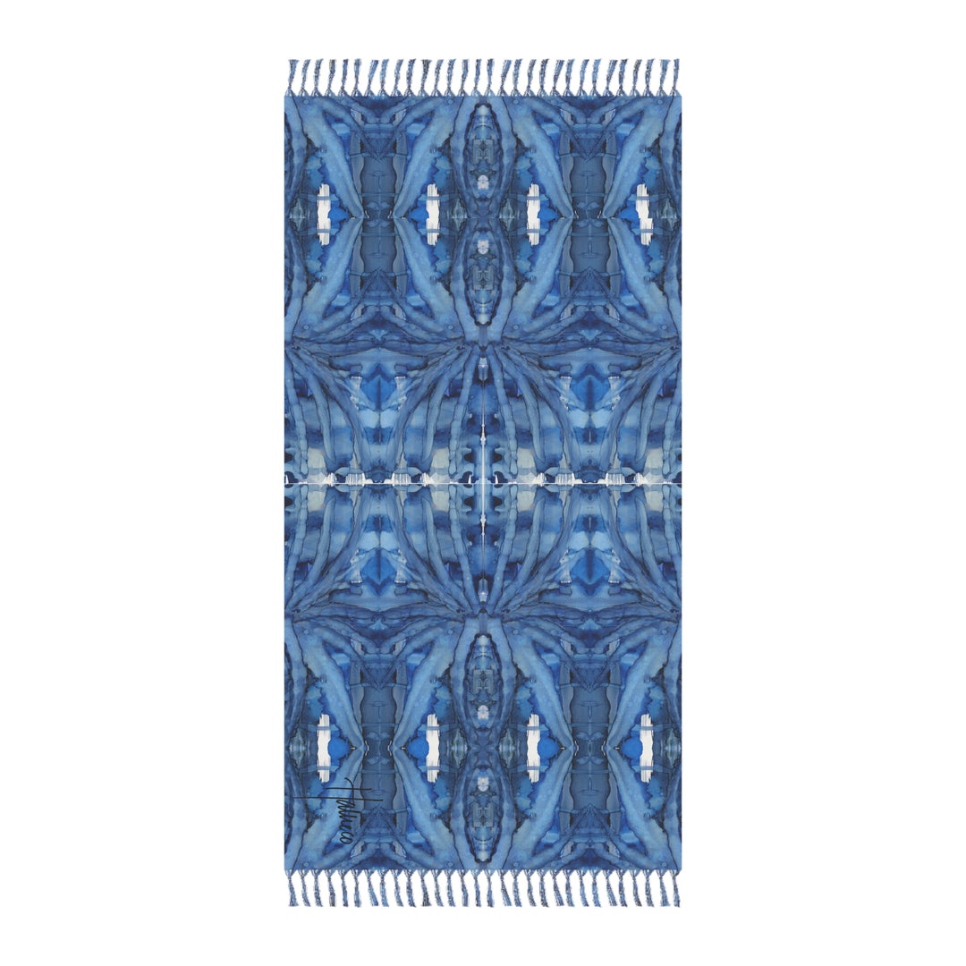 Botanical Bleu oversized beach towel